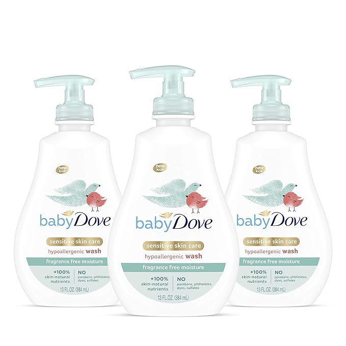 Baby Dove Tip to Toe Baby Body Wash For Baby's Sensitive Skin Sensitive Moisture Washes Away Bacteria, Fragrance-Free and Hypoallergenic Baby Soap 13 Fl 3)