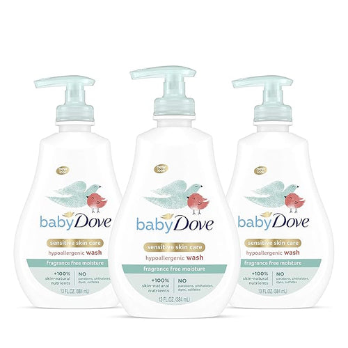 Baby Dove Tip to Toe Baby Body Wash For Baby's Sensitive Skin Sensitive Moisture Washes Away Bacteria, Fragrance-Free and Hypoallergenic Baby Soap 13 Fl 3)
