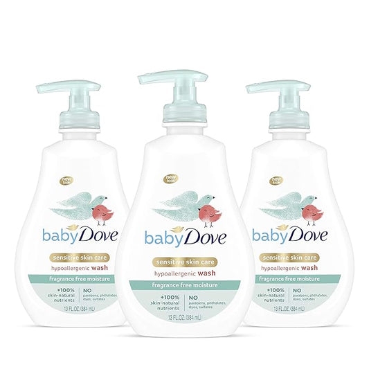 Baby Dove Tip to Toe Baby Body Wash For Baby's Sensitive Skin Sensitive Moisture Washes Away Bacteria, Fragrance-Free and Hypoallergenic Baby Soap 13 Fl 3)