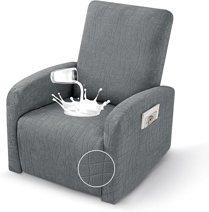 MAXIJIN Waterproof Small Recliner Chair Covers 3 Pieces Recliner Cover That Stay in Place, Lazy Boy Recliner Slipcovers with Pockets Reclining Protector for Pet (Small Recliner, Light Gray)