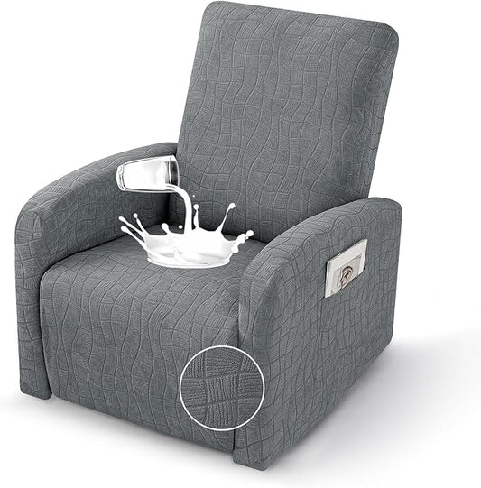 MAXIJIN Waterproof Small Recliner Chair Covers 3 Pieces Recliner Cover That Stay in Place, Lazy Boy Recliner Slipcovers with Pockets Reclining Protector for Pet (Small Recliner, Light Gray)