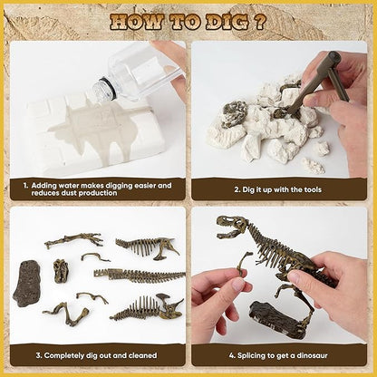 VIBIRIT Dig Up Dinosaurs Skeleton Set,Dinosaur Digging Fossil Kit Model Toys Educational Realistic Toys for Kids,Boys,Girls