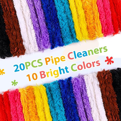 Caydo 50PCS Extra Thick Pipe Cleaners Craft Supplies 10 Colors Jumbo Pipe Cleaners Chenille Stems for Kids Craft DIY Projects Creative Decoration, (30 mm x 12 Inch)