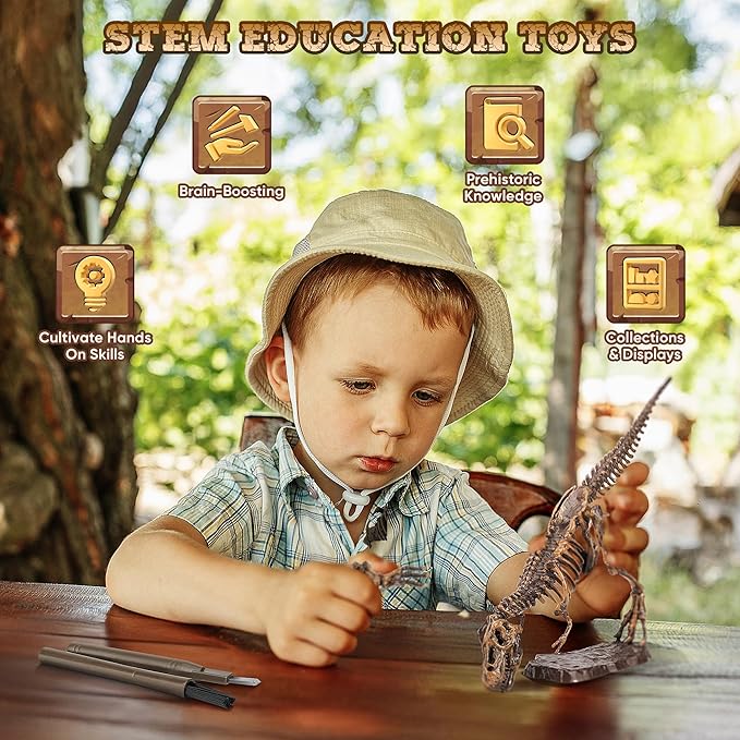 VIBIRIT Dig Up Dinosaurs Skeleton Set,Dinosaur Digging Fossil Kit Model Toys Educational Realistic Toys for Kids,Boys,Girls