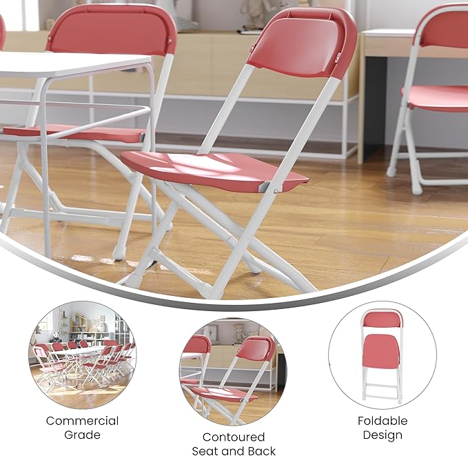 Flash Furniture Timmy 10 Pack Kids Burgundy Plastic Folding Chair