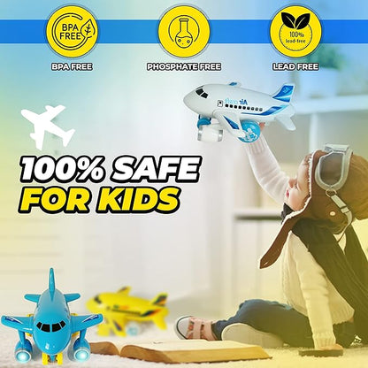 KIDSTHRILL Kids Airplane Toy for Boys & Girls. Set of Three Toy Airplanes with Flashing Lights, Music & Airplane Sound 2 3 4 5 6 7