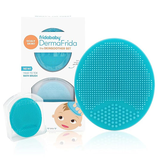 Frida Baby DermaFrida The SkinSoother Baby Bath Brush | Cradle Cap Brush for Babies, Baby Essential for Dry Skin 2 Pack