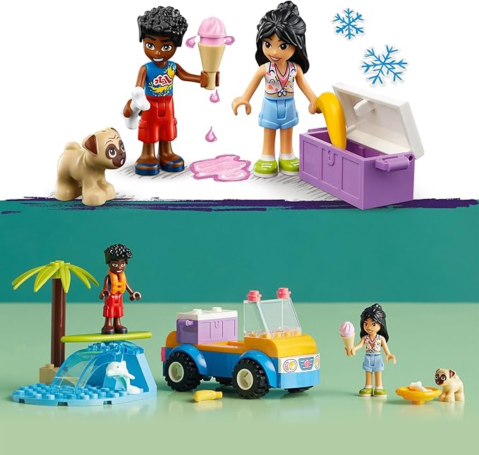 LEGO Friends 41725 Beach Baggy in Summer, Toy Blocks, Present, Vehicle, Glue, Girls, Ages 4 and Up