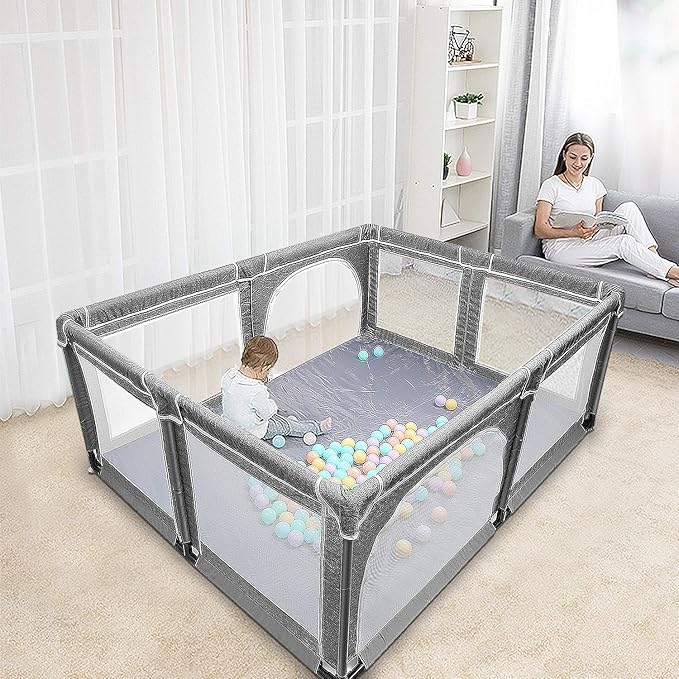 YOBEST Baby Playpen, 71"x59" Infant Playard with Gates, Sturdy Safety Playpen with Soft Breathable Mesh, Indoor & Outdoor Toddler Play Pen Activity Center for Babies, Kids, Toddlers