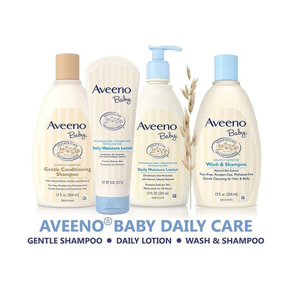 Aveeno Baby Daily Moisture Gentle Body Wash & Shampoo with Oat Extract, 2-in-1 Baby Bath Wash & Hair Shampoo 18 fl.