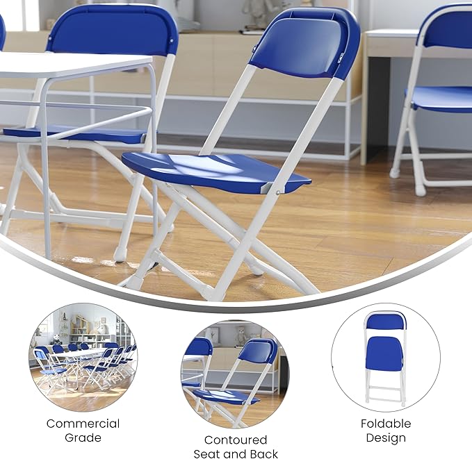 Flash Furniture Timmy 10 Pack Kids Blue Plastic Folding Chair