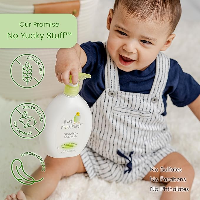 Happy Baby Body Wash Multi-Pack - Gentle Bath + Body Cleanser, Huggable Yummy Fragrance for Newborns 13.5 fl (6 Pack)