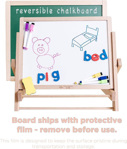 Table Top Easel for Kids - Tabletop Magnetic White Board - Toddler Art Chalkboard