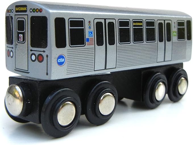 Munipals Chicago Transit Authority Wooden Railway Pink Line–Child Safe and