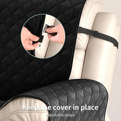 CHUN YI Recliner Chair Cover, Non-Slip Recliner Covers That Stay in Place, Washable Lazy Boy Recliner Covers with Pockets, Water Resistant Recliner Slipcover for Pets (Black, Small Recliner)