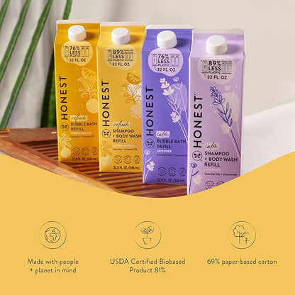 The Honest Company 2-in-1 Cleansing Shampoo + Body Wash Refill Carton | Gentle for Baby 32 fl
