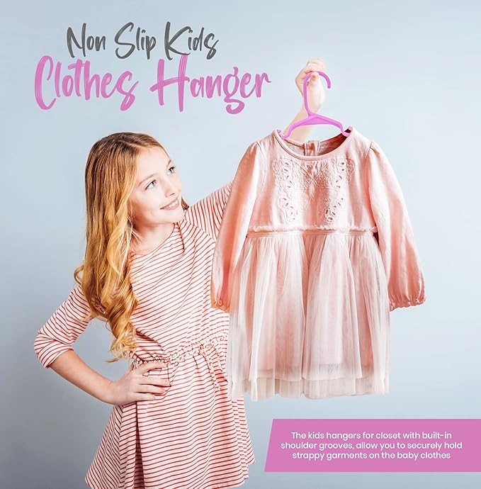 Utopia Home 20 Pack Kids Hangers - 11.5 Inch Plastic Baby Hangers for Closet - Childrens Hanger for Clothes & Infant Hanger for Closet - Ideal for Everyday Standard Use (Baby Pink)