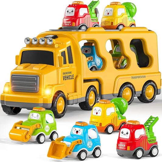 TEMI Construction Vehicle for 3 4 5 6 7 8 Years Old Kids - Toy Trucks for Toddler,Boy Toys 3-5,Playset Toys,Gift