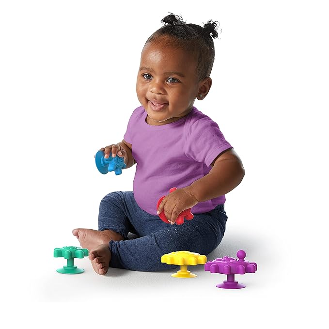 Baby Einstein Gears of Discovery Suction Cup Sensory Toys for Bath, Floor Play 5pcs Multi-Color, 6 Months+