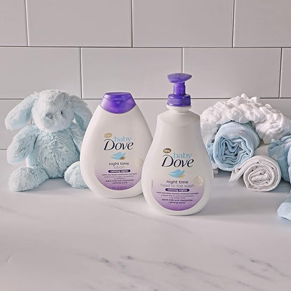 Baby Dove Calming Moisture Sensitive Skin Night Time Wash, 3 Pack Hypoallergenic and Tear-Free Bath Wash 400 ml (3x 13.52