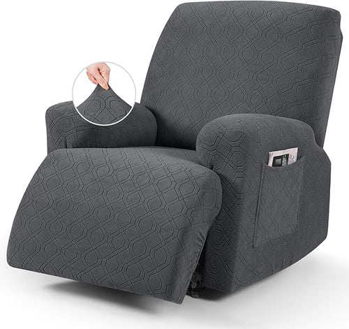 VANSOFY Recliner Chair Covers, 3-Pieces Stretch Recliner Covers for Recliner Chair Soft Reclining Chair Slipcover Furniture Protector for Dogs Cats(Charcoal Gray)