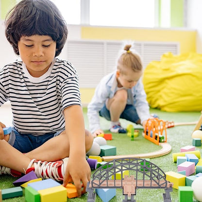 Train Bridge Model, Wooden Train Track Accessories Cross Railway Toys Train Scene Layout Props Toy for Kids Toddlers