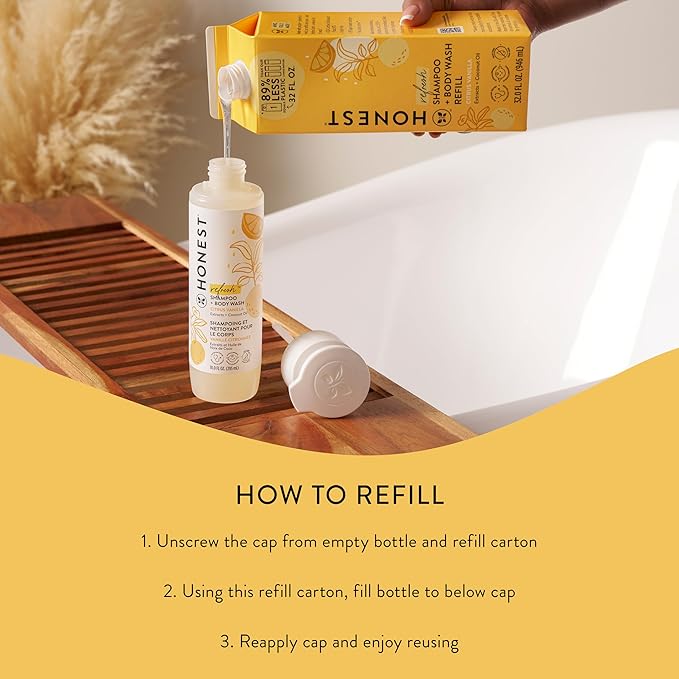 The Honest Company 2-in-1 Cleansing Shampoo + Body Wash Refill Carton | Gentle for Baby 32 fl