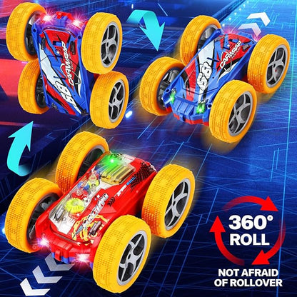 Light Up Toy Cars for Toddlers,Transparent Gear Car Toy for Kids with Cool Light and Double-Sided Flip