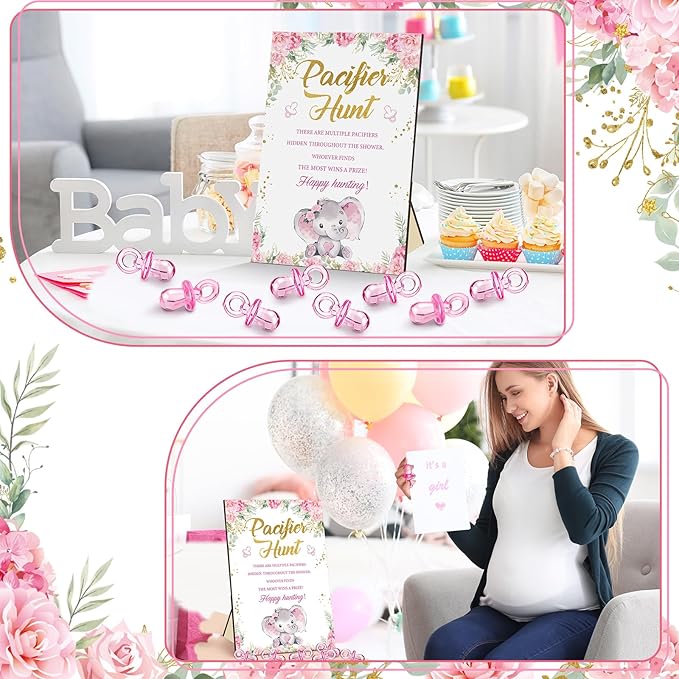 Thyle 51 Pcs Pacifier Hunt Baby Shower Games Include Baby 50 Acrylic