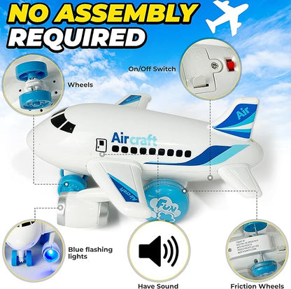 KIDSTHRILL Kids Airplane Toy for Boys & Girls. Set of Three Toy Airplanes with Flashing Lights, Music & Airplane Sound 2 3 4 5 6 7