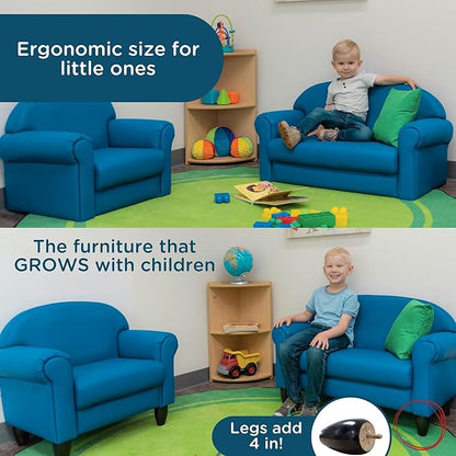 Children's Factory As We Grow Chair and Couch, Flexible Seating for Daycare or Preschool, Kids Reading Couch, Playroom Furniture, Deep Water