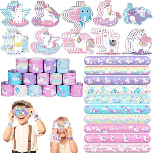 40Pack Valentines Day Greeting Cards and Bracelets for Kids Unicorn Valentines Day Gifts with Wristband Unicorn Cards for Valentines Day Party Decorations Supplies School Classroom Exchange Gift Set