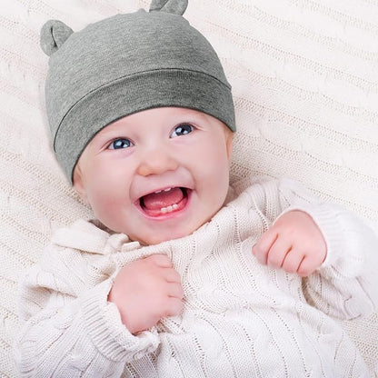 Geyoga 9 Pieces Newborn Baby Hat Bear Ears Infant Caps 2 Ears