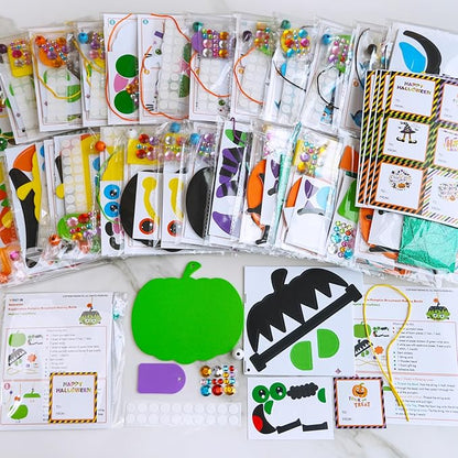 Winlyn 24 Sets Halloween Craft Kits Fall Crafts Autumn Kids Crafts DIY Spider Bat Witch Pumpkin Crafts Foam Stickers Halloween Arts and Crafts for Kids Classroom Activities Art Project Party Favors