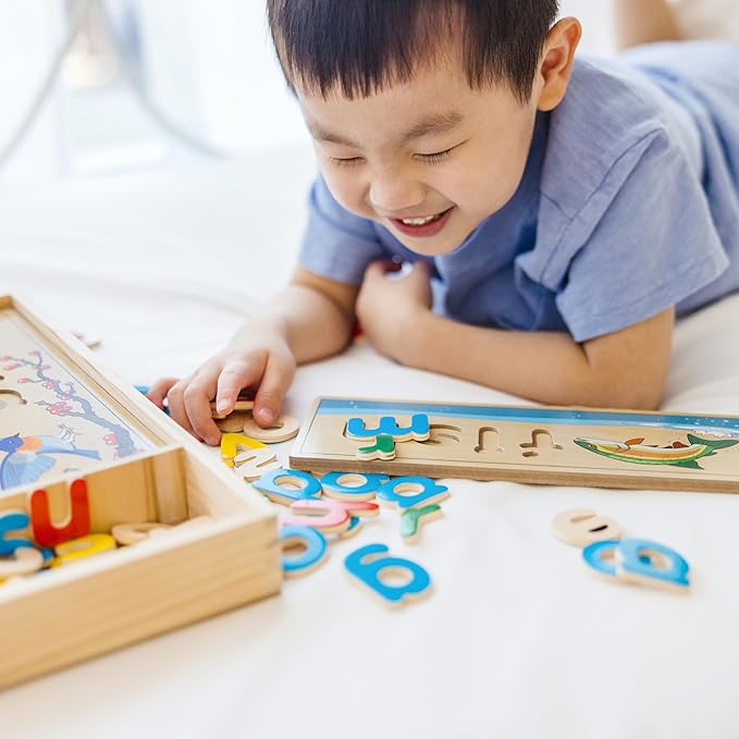 Melissa & Doug See & Spell Wooden Educational Language Learning Toy With Letters, Puzzle Boards Preschool Learning Activities, See & Spell Toys For Kids Ages 4+