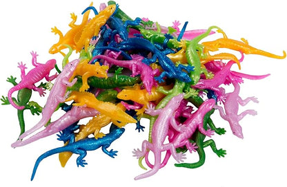 UpBrands Rubber Lizards Toys Bulk Set, Preschool Valentine Gifts, Kit for Birthday Party Favors for Kids, Goodie Bags, Pinata Filler, Students Classroom Valentines Day Gifts for Kids (48 Pack)