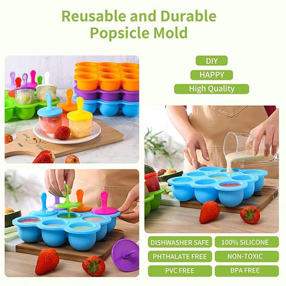 WAJIAYON Baby Food Storage Container, Silicone Baby Food Freezer Tray with Lid