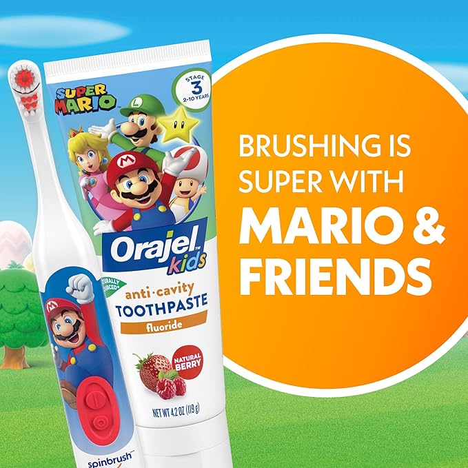 Spinbrush Princess Peach Kids Electric Battery Toothbrush, Soft, 1 ct