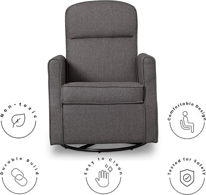 Delta Children Blair Slim Nursery Glider Swivel Rocker Chair, Charcoal