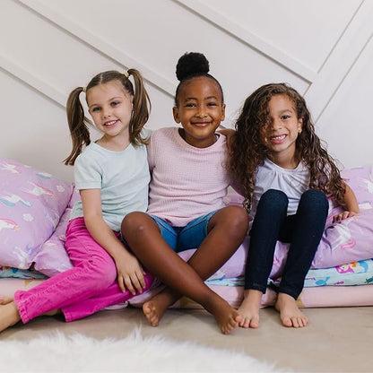Wildkin Kids Floor Lounger: Ideal for Boys and Girls, Travel-Friendly, Perfect for Sleepovers - Pillow Lounger for Kids, Requires Standard Size Pillows Not Included (Pink and Gold Stars)