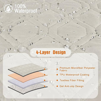 VANSOFY 100% Waterproof Recliner Chair Covers, Recliner Cover Non-Slip Dog Chair Cover Furniture Protector Washable Slipcover with Pocket, Elastic Straps for Pets, Dogs(Beige, 30")