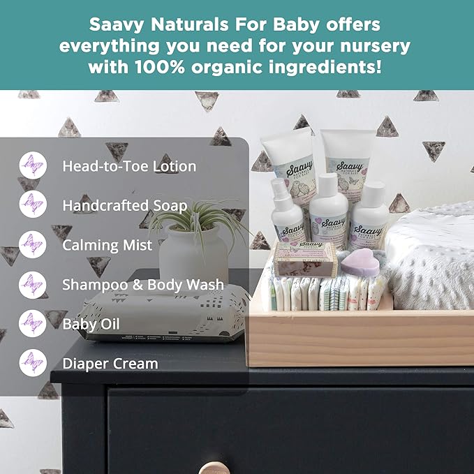 Saavy Naturals 2 PACK Baby Chamomile 3.5 oz Baby Bar Soap | Organic Skin Care for Infant Bath Time with Shea Butter & Moringa