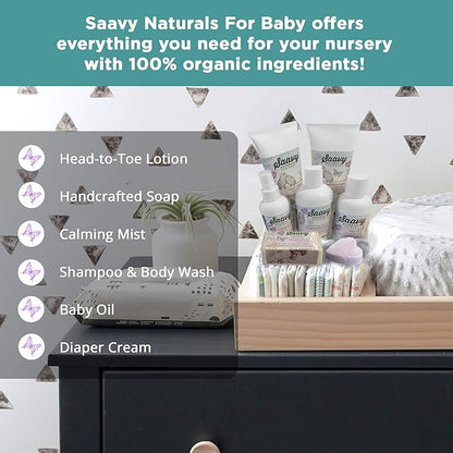 Saavy Naturals 2 PACK Baby Chamomile 3.5 oz Baby Bar Soap | Organic Skin Care for Infant Bath Time with Shea Butter & Moringa