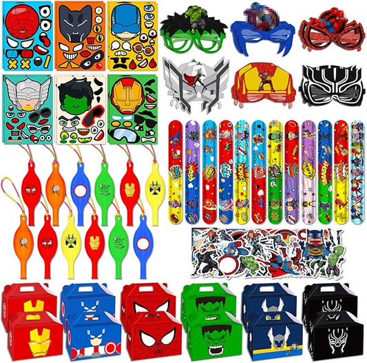 Superhero Party Favors, 110 PCS Superhero Birthday Party Supplies, Kids Birthday Party Favors, Carnival Prizes, Prize Box Gift, Pinata Goodie Bag Fillers