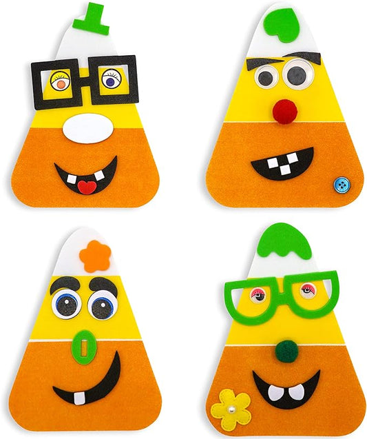 4E's Novelty Halloween Crafts for Kids (12 Pack) Goofy Candy Corn Magnet Foam Craft Kit - Bulk Fall Arts and Crafts for Toddlers & Kids, Halloween Activities for Kids Party