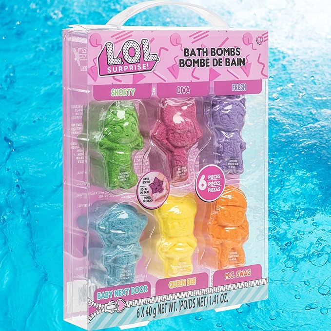 L.O.L. Surprise! 6 Piece Bath Bombs for Kids, Bubble Gum Scented 5+, by