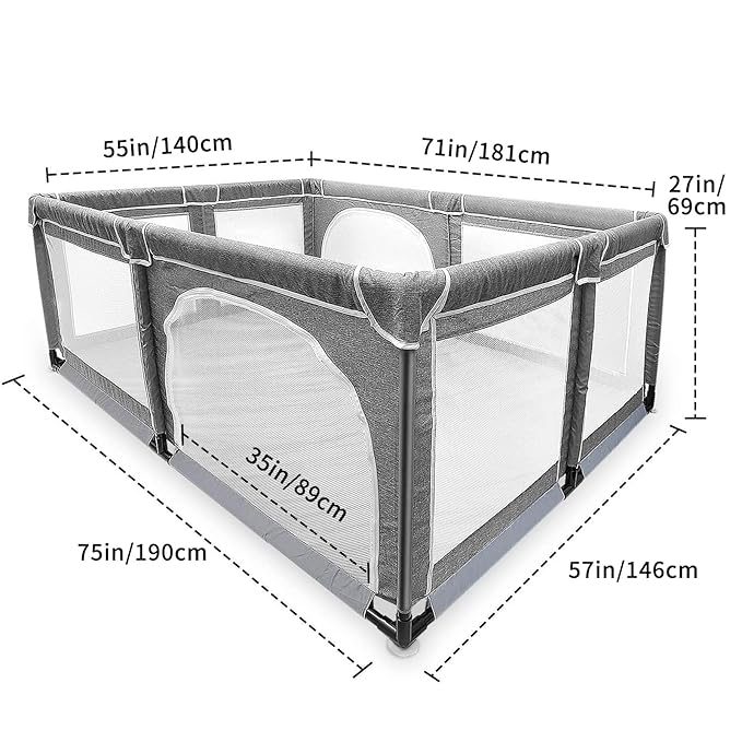 YOBEST Baby Playpen, 71"x59" Infant Playard with Gates, Sturdy Safety Playpen with Soft Breathable Mesh, Indoor & Outdoor Toddler Play Pen Activity Center for Babies, Kids, Toddlers