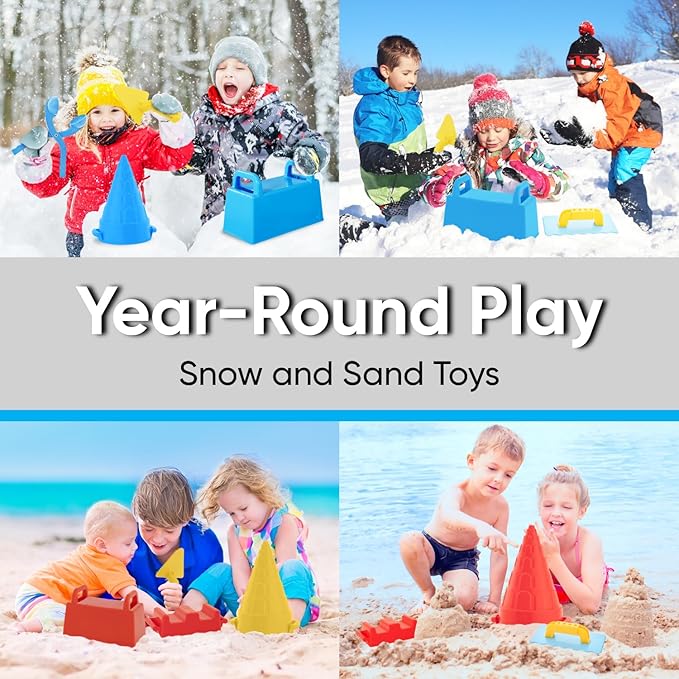 Superio Snow Brick Maker Igloo Fort Crenellated Block Form Outdoor Winter Snow Toys Sand Castle Building Kit for Adults and Kids Sandbox, Beach, Sand Toys (Red, 6)