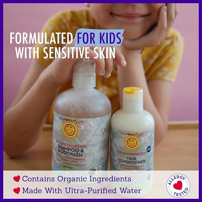 California Kids Super Sensitive Unscented Shampoo and Bodywash | 100% Plant-Based 562 mL 19 oz.