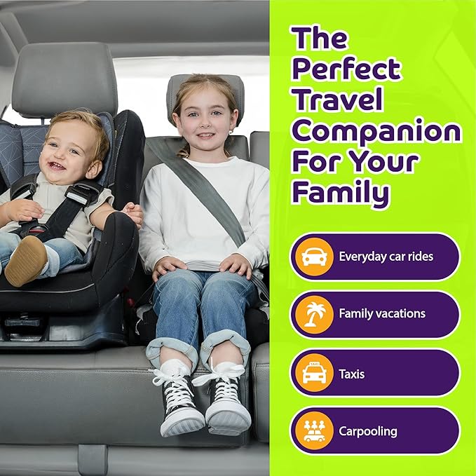 Bubblebum Booster Car Seat, Inflatable Booster Seat for Kids, Travel Carseat, Backless Portable Child Safety Seats for Car, Inflatable Seats for Cars 40-100 lbs, for 4 Year Old + Toddler, Kid - Black